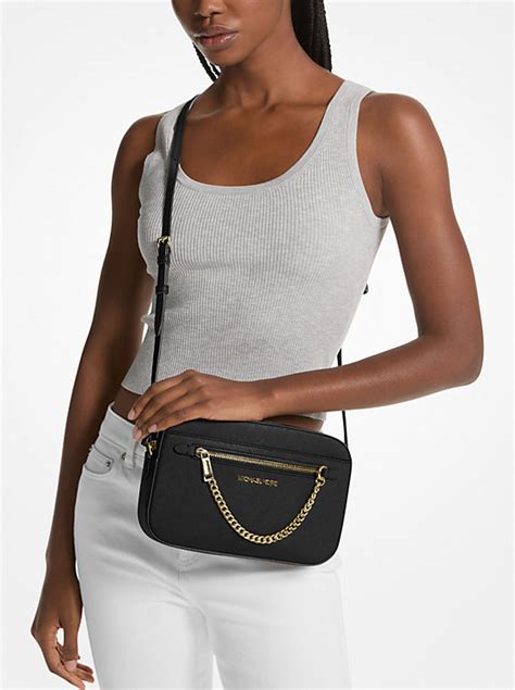 michael kors jet set travel saffiano leather crossbody black|Michael Kors lg ew crossbody.